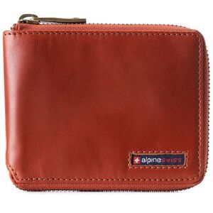 Alpine Swiss Unisex RFID Safe Zipper Wallet Genuine Leather Zip Around Bifold
